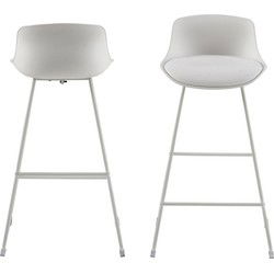 Barkruk Wit PU - Zithoogte 76cm - 43x49x94cm - Sithney - Set van 2