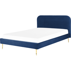 FLAYAT  - Tweepersoonsbed - Marineblauw - 180 x 200 cm - Fluweel