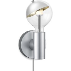 Move Me wandlamp Wally - grijs / Sphere 5,5W zilver goud