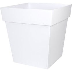 EDA Bloempot Toscane - vierkant - wit - kunststof - 32x32x32 cm - Plantenpotten