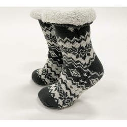 Geen merk SVEN - Huissokken - antislip - met sherpa voering - one size - Charcoal Gray - antraciet - Dutch Decor kerst collectie