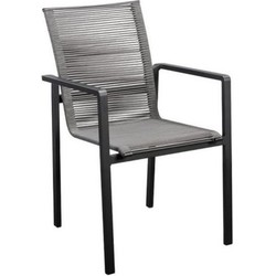Ishi stackable dining chair alu black/rope dark grey - Yoi
