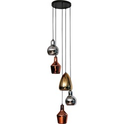 AnLi Style Hanglamp 5L Mix Glass Tricolore getrapt