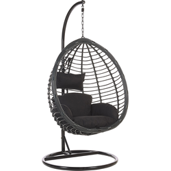 TOLLO - Hangstoel - Zwart - 106 cm - PE rotan