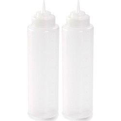 Plasticforte Doseerfles - 2x stuks - kunststof - transparant - 1000 ml - Maatbekers