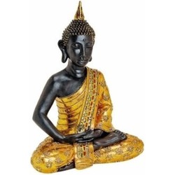 Luxe decoratie boeddha beeld zwart/goud 64 cm - Beeldjes