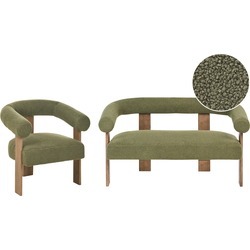 ILBRO - Bankenset - Groen/Donkerbruin - Bouclé