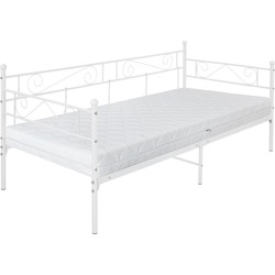 ML-Design metalen bed zwart, 90x200 cm, op stalen frame met hoofdbord en voeteneind