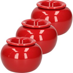 3x stuks terras asbak/stormasbak rond keramiek 16 x 11 cm rood - Asbakken