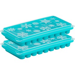 2x stuks Trays met Flessenhals ijsblokjes/ijsklontjes staafjes vormpjes 10 vakjes kunststof blauw - IJsblokjesvormen