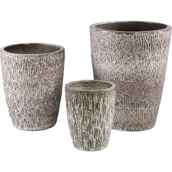 PTMD Ayli Brown Glazed Ceramic Pot High Round SV3