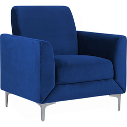 Beliani FENES - Fauteuil-Blauw-Fluweel