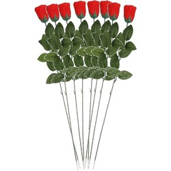 8x Nep planten rode Rosa roos kunstbloemen 60 cm decoratie - Kunstbloemen