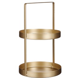 Mica Decorations Etagère 2-Laags - H41 x Ø25 cm - Metaal - Goud