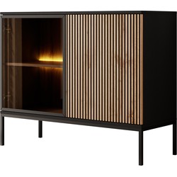 Meubella Dressoir Legend - Mat zwart - Eiken - 104 cm