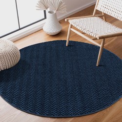 Everest Vloerkleed Modern Geometrisch Laagpolig Rond Tapijt Woonkamer Blauw- 120 CM ROND