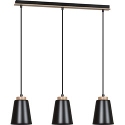 scandinavische hanglamp Romano Zwart 3-lichts