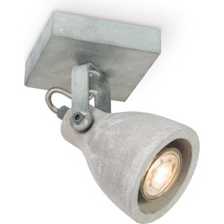 Industriële LED Wandspot Vedi - Beton - 9.5/9.5/17.5cm - Dimbaar - plafonniere gemaakt van beton en metaal - inclusief LED lichtbron - GU10 fitting - 5W - 390lm - 3000K - warm wit licht