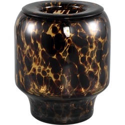 PTMD Vika Brown glass vase dotted pattern round S
