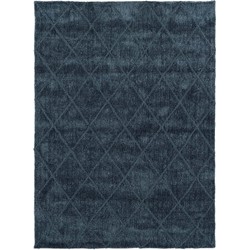 Vercai Rugs Jay Collectie - Hoogpolig Vloerkleed - Microfiber Tapijt voor Woonkamer - Microfiber Polyester - Blauw - 155x220 cm