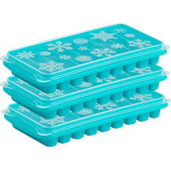 Plasticforte Tray met Flessenhals ijsblokjes - 3x - staafjes - blauw - IJsblokjesvormen