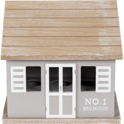 Clayre & Eef Eierkastje Huis 20x14x18 cm Grijs Bruin Hout Egg house Eierhouder