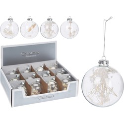 5 stuks! Kerstbal 80 mm glas met deco