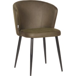 LABEL51 Eetkamerstoel Wave - Army green - Microfiber - Black Frame