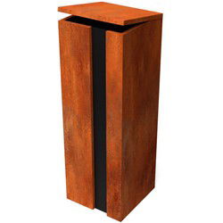 Collu Combo Cortenstaal/RAL 9005 Brievenbus Lengte: 350 Breedte: 350 Hoogte: 1000