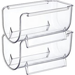 Excellent Houseware Flessenrek koelkast organizer - 2x - stapelbaar - kunststof - wijnrek - Koelkastonderdeel