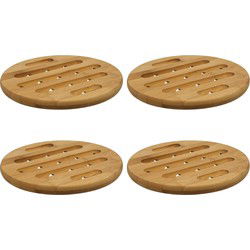 Secret de Gourmet pannen onderzetter - 4x - D18 cm - bamboe - Panonderzetters