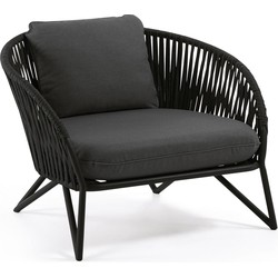 Kave Home - Branzie zwarte fauteuil van touw
