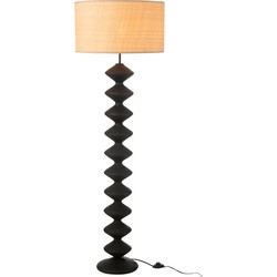 J-line - Vloerlamp Rups Populierenhout Zwart/naturel - 48x48x156cm