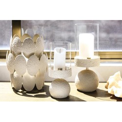 PTMD Windlicht Cheska - 12x12x33 cm - Ijzer - Creme