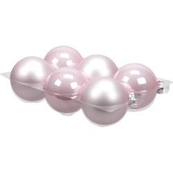Othmar Decorations Kerstballen - 6 ST - roze - glas - 8 cm - Kerstbal