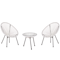 ACAPULCO II - Bistroset voor 2 - Wit - PE rotan