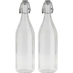 Bormioli rocco waterfles beugeldop - 2x - helder transparant - 1000 ml - Weckpotten