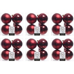 24x Kunststof kerstballen glanzend/mat donkerrood 10 cm kerstboom versiering/decoratie - Kerstbal