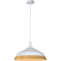 Lucide Hanglamp Bowi - Ø45 Cm - Wit - Hout Fineer