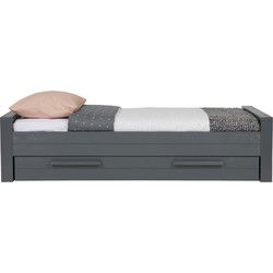 WOOOD Dennis Bed Incl.Bedlade/Lattenrol - Grenen - Staalgrijs -219x95