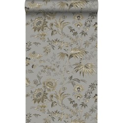 Origin Wallcoverings behang bloemen taupe grijs en bruin - 53 cm x 10,05 m - 326125