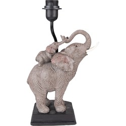 Clayre & Eef Lampenvoet  Olifant 21x14x36 cm Grijs Bruin Kunststof Lampvoet