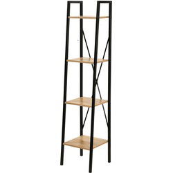Boekenplank Met 4 Tiers - Industriële - Houtenlook en Metaal Meubels - H148 cm - LEXIE