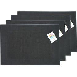 Placemats Hampton - 4x - zwart - PVC - 30 x 45 cm - Placemats