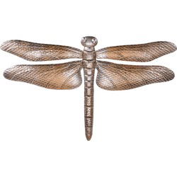 Metalen libelle donkerbruin/brons 46 x 24 cm tuin decoratie - Tuinbeelden