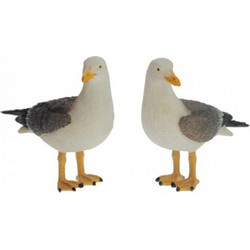 Dieren decoratie beeld - Vogel - Zeemeeuw staand van 15 cm - polystone - tuinbeeld - Beeldjes