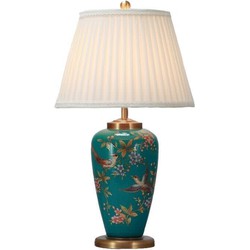 Fine Asianliving Chinese Tafellamp Porselein Teal Handgeschilderd