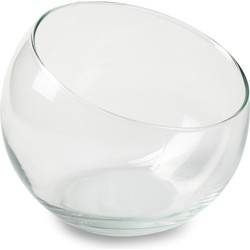 Jodeco Bloemenvaas Bobby - helder transparant - glas - D12,5 x H10 cm - bol vaas/schaal - Vazen