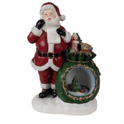 Clayre & Eef Muziekdoos Kerstman 26x16x36 cm Rood Polyresin Kerstdecoratie