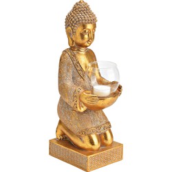 Kaarsenhouder Boeddha van poly goud (B/H/D) 13x37x14cm